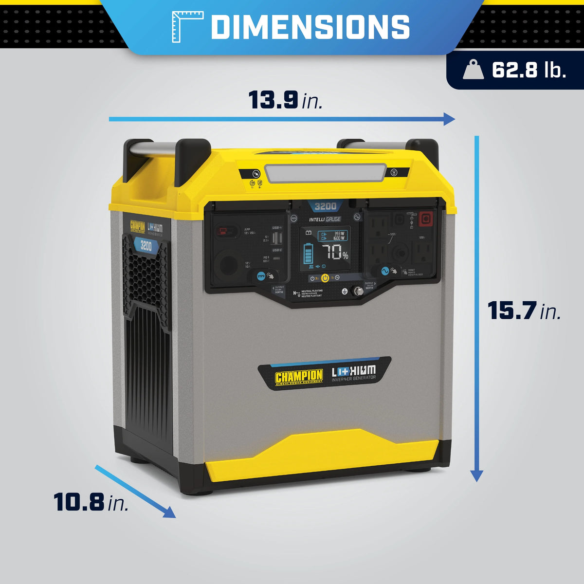 3200/1600-Watt Portable Lithium-Ion Battery Solar Generator G6851