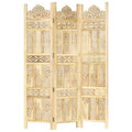 Hand Carved 3-Panel Room Divider Solid Mango Wood N712535