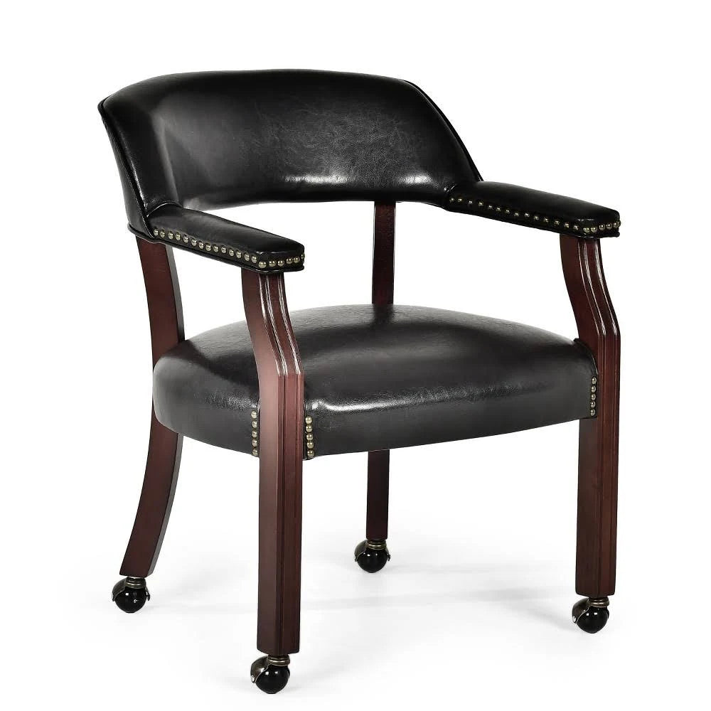 Black Arm Chair with Casters C29417