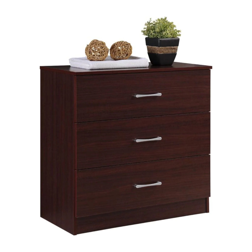 Mahogany Brown 3 Storage Drawers Bedroom Chest B452371