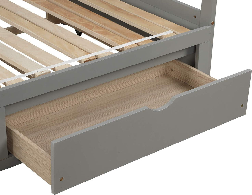 Grey Wooden Daybed with Trundle Bed and Two Storage Drawers N833686