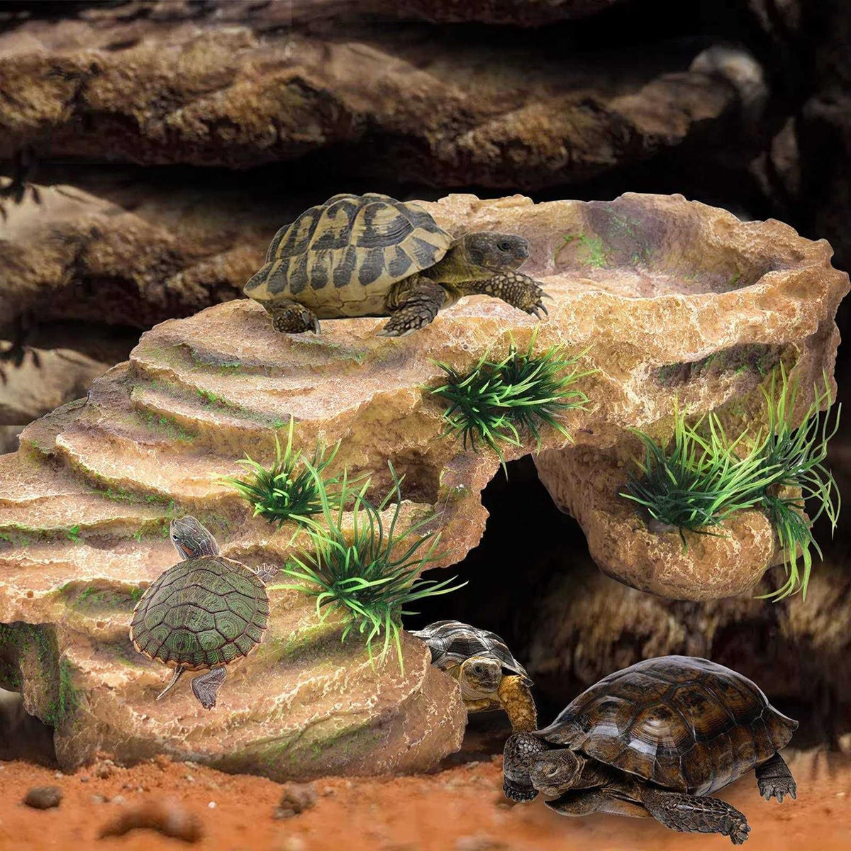 Resin Turtle Basking Platform Aquarium Decorations U626