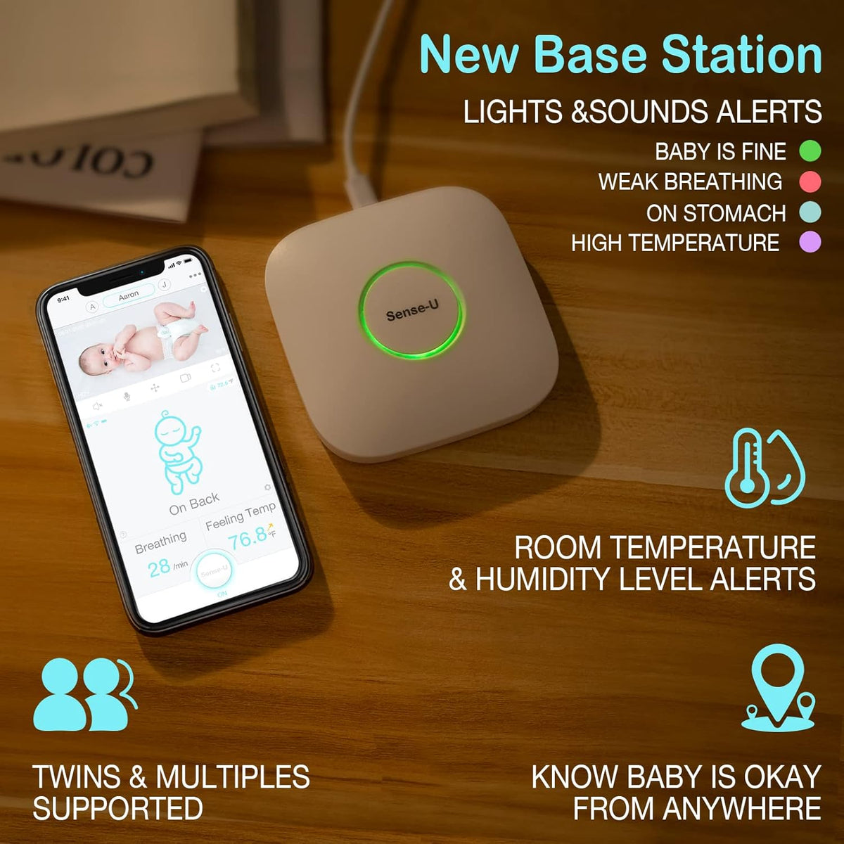 Green Video Baby Monitor with Breathing and Movement Sensor C241