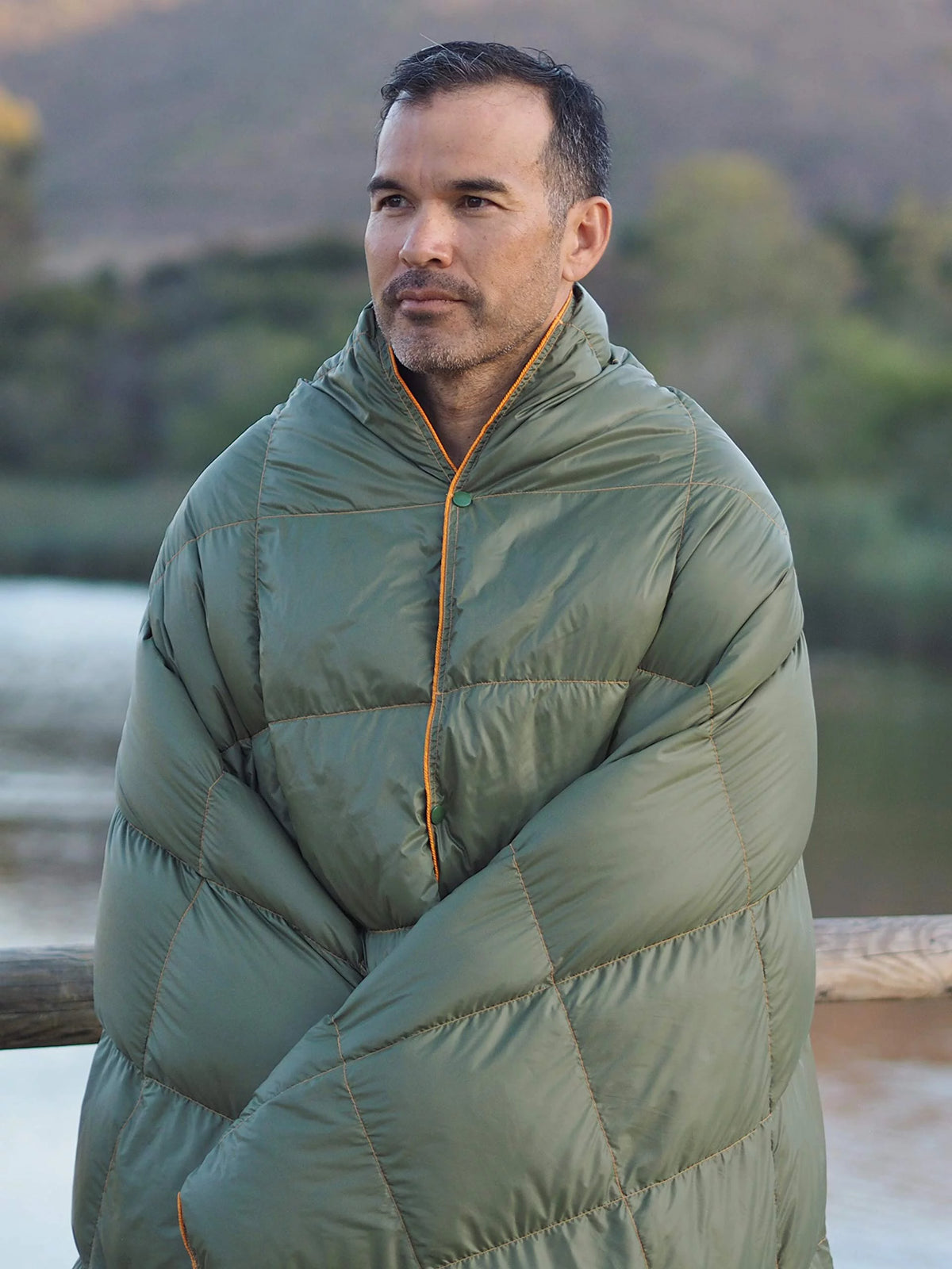 Down Camping Blanket - Packable Lightweight Warm 650 Fill Power Water-Resistant (Olive) A17231