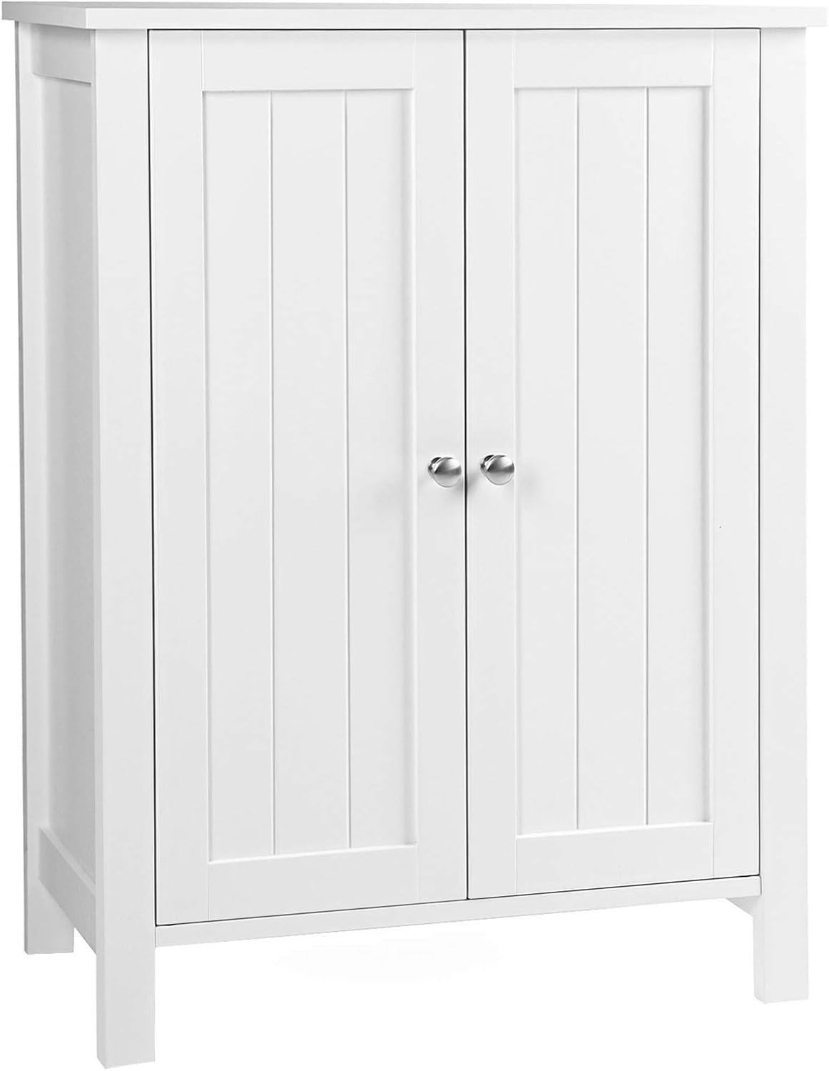 Bathroom Floor Storage Cabinet with Double Door Adjustable Shelf, 23.6 x 11.8 x 31.5 Inches White R87531