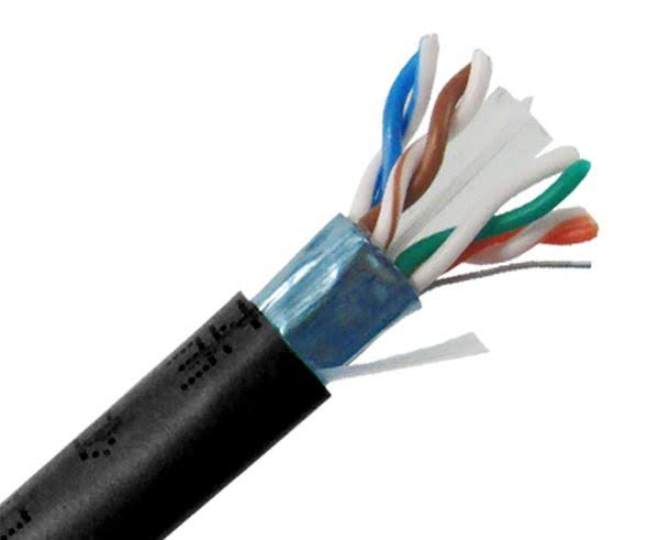 Cat6 Shielded Bulk Ethernet Cable, Riser CMR, Solid 24 AWG, 1000ft Black W584