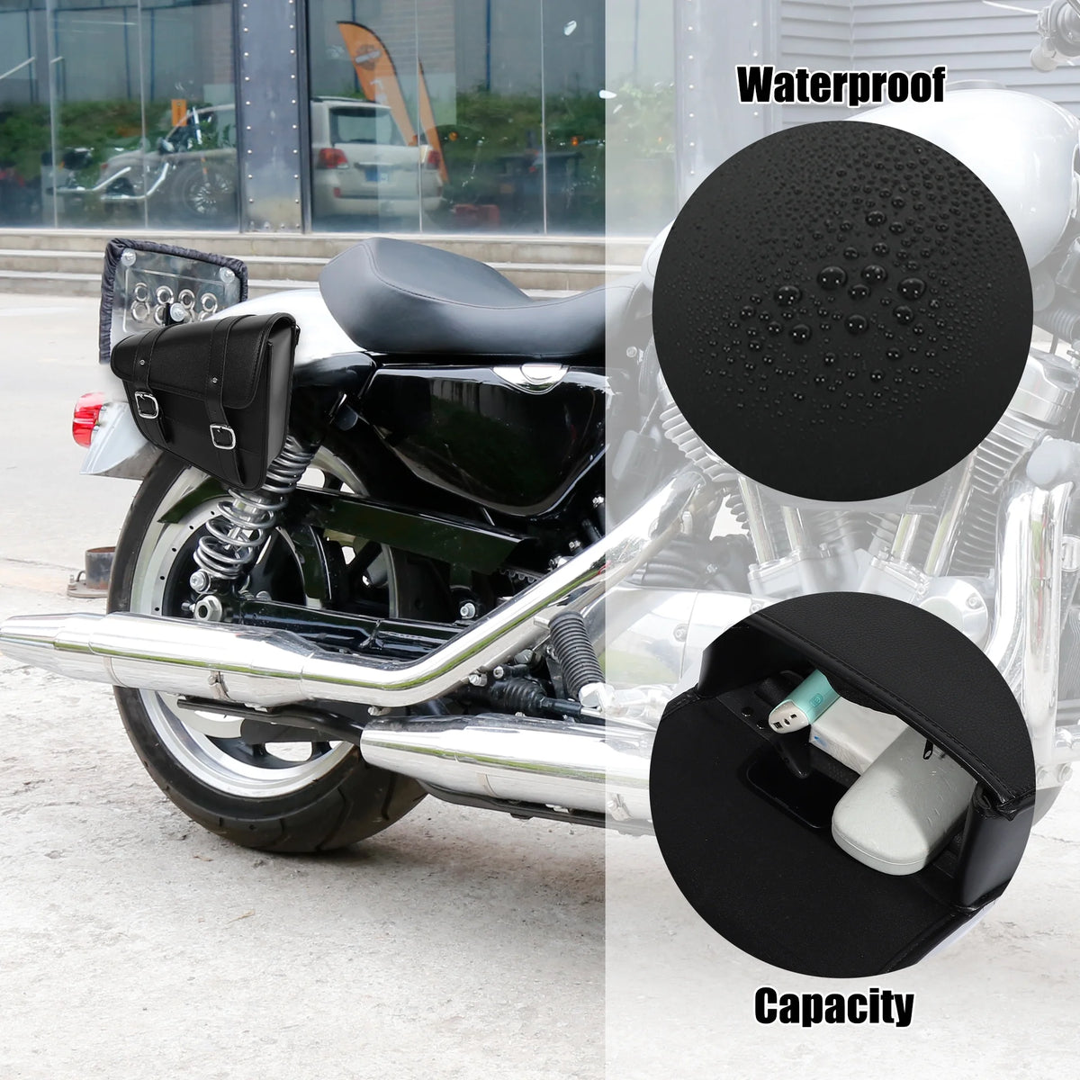 Motorbike Saddlebag Side Tool Bag Black R333875