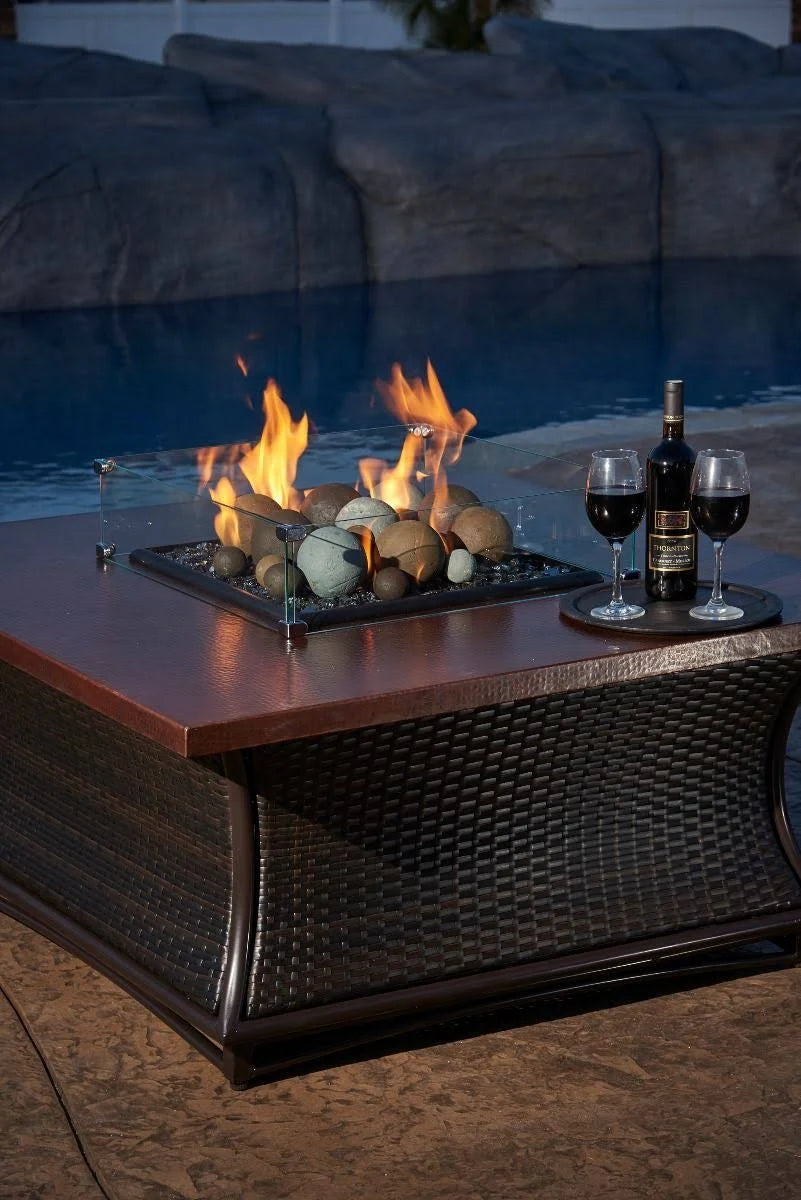 Rectangular Fire Pit Glass Wind Guard, 41x17 inch R786654