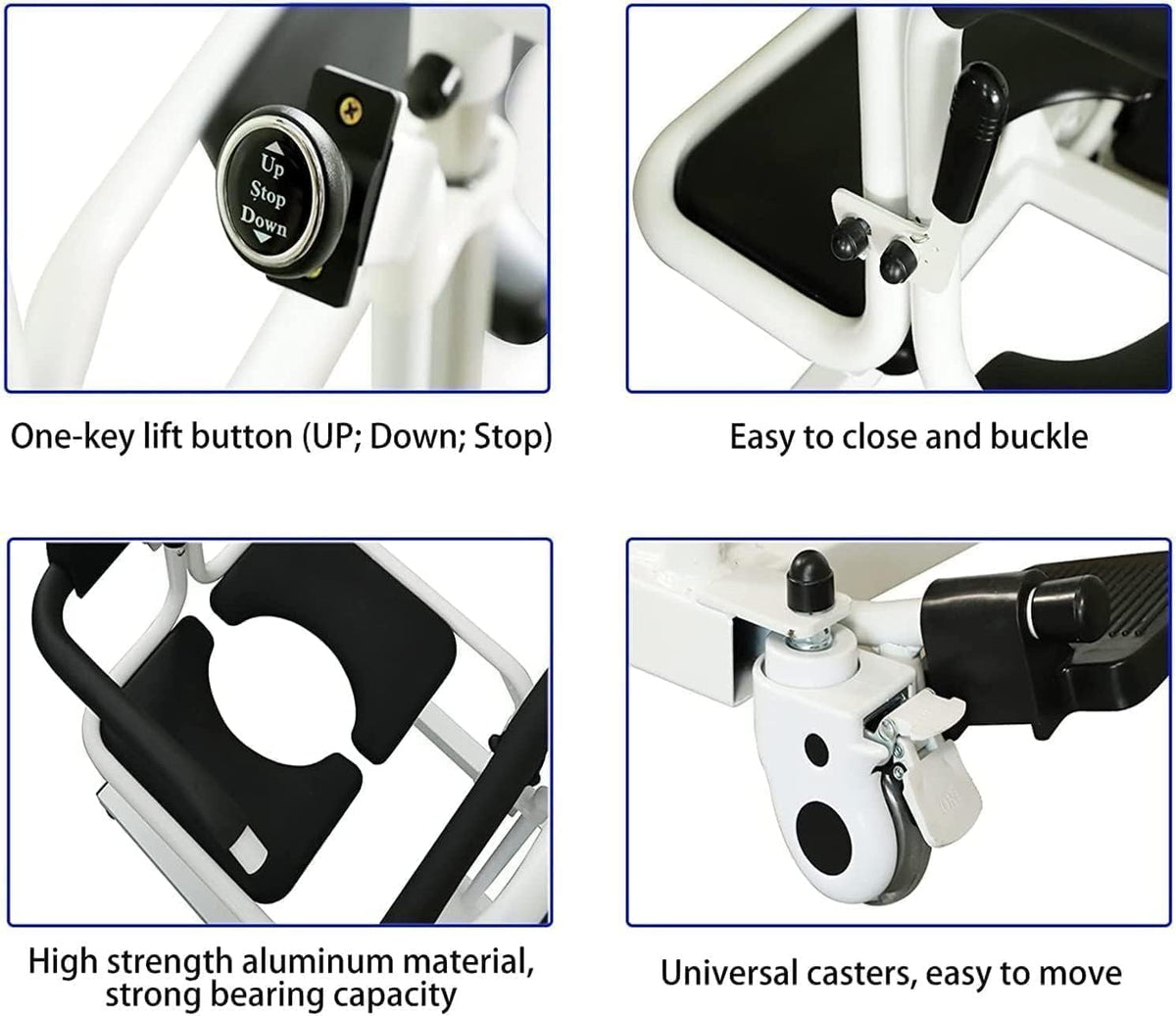 Electric Patient Lift Transfer Chair with 180° Split Seat and Bedpan J337