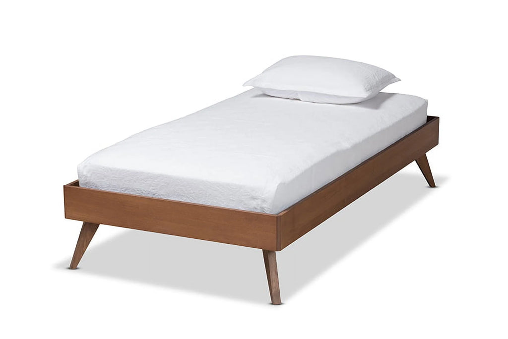 Twin Ash Walnut Wood Platform Bed Q489255