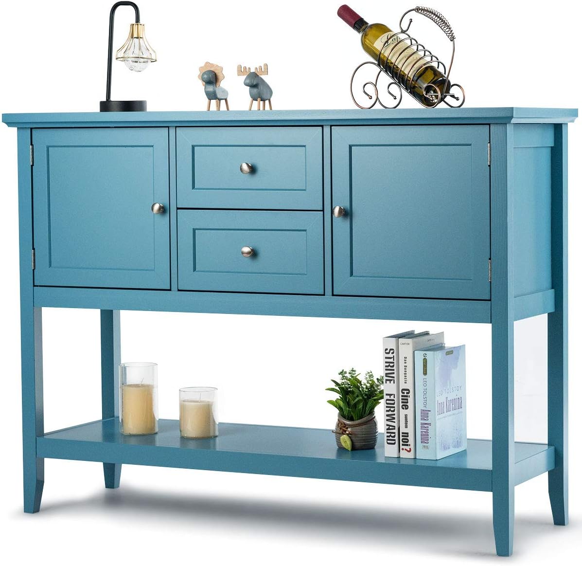 Grey Wood Buffet Sideboard with 2 Drawers Q53780