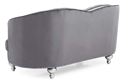 Gray Velvet Loveseat N9657