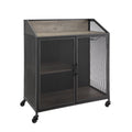 33 inch Grey Wash Bar Cabinet with Metal Mesh F25571