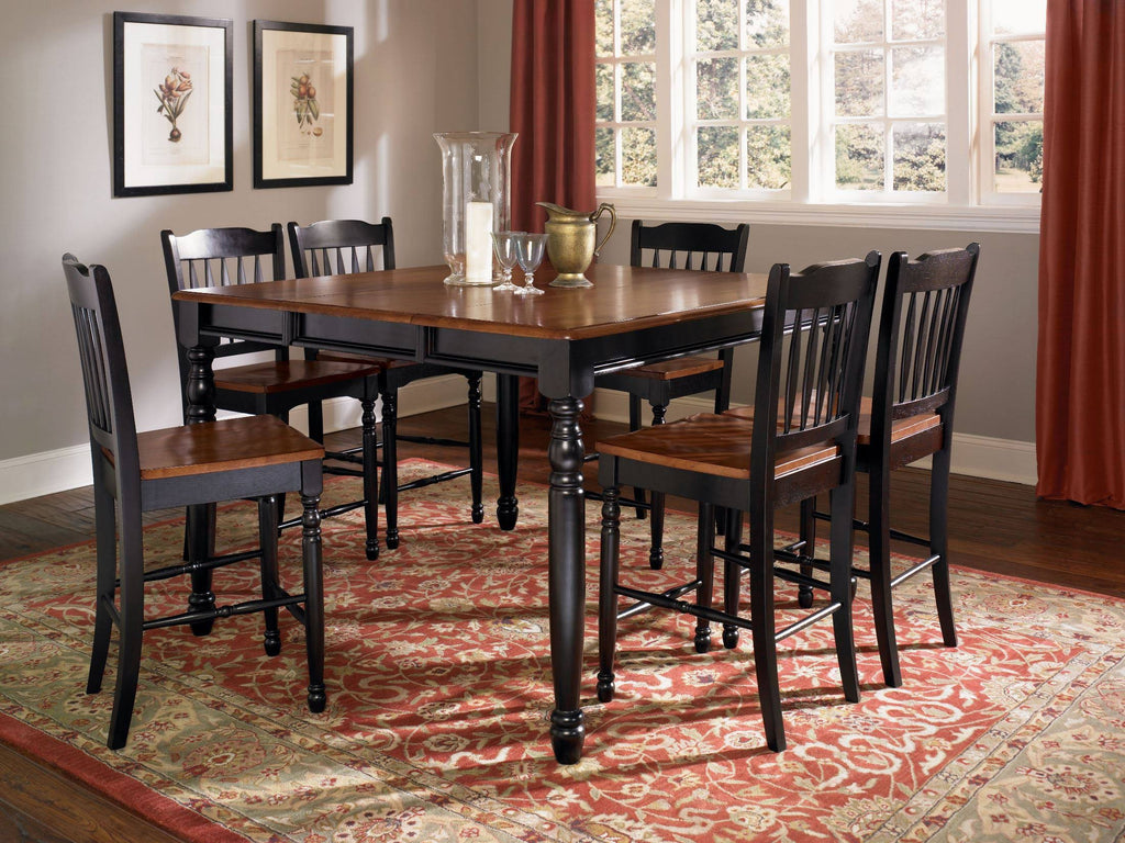 Oak-Black Slatback Counter Chair J117