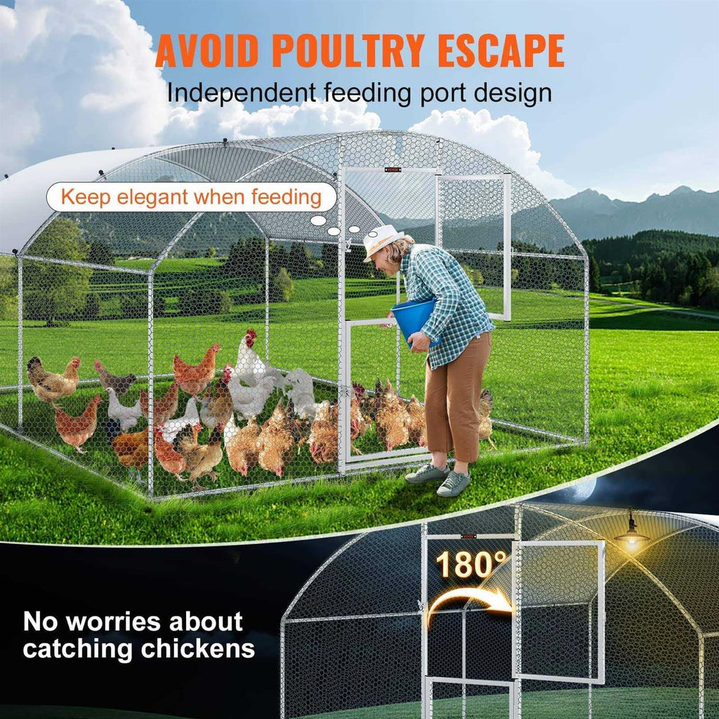 Large Metal Chicken Coop with Run Waterproof Cover I397633