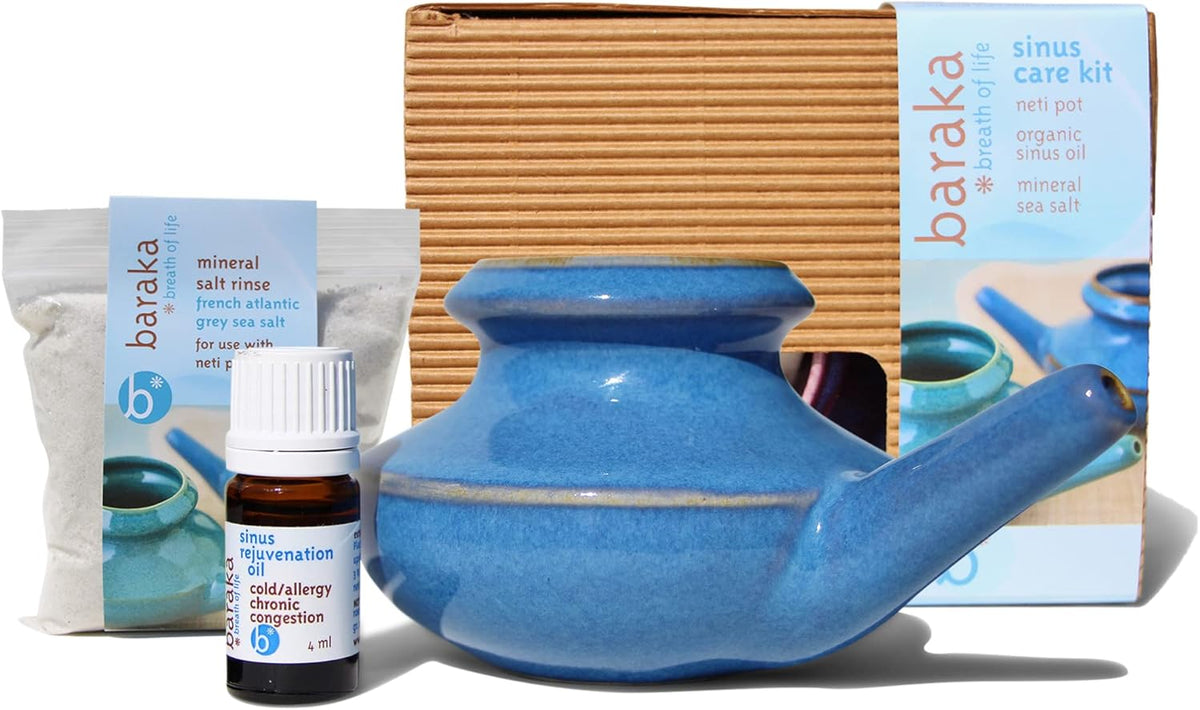 Neti Pot, 5 ml Essential Oil, 2 oz Mineral Salt Rinse Pack of 2 A44997