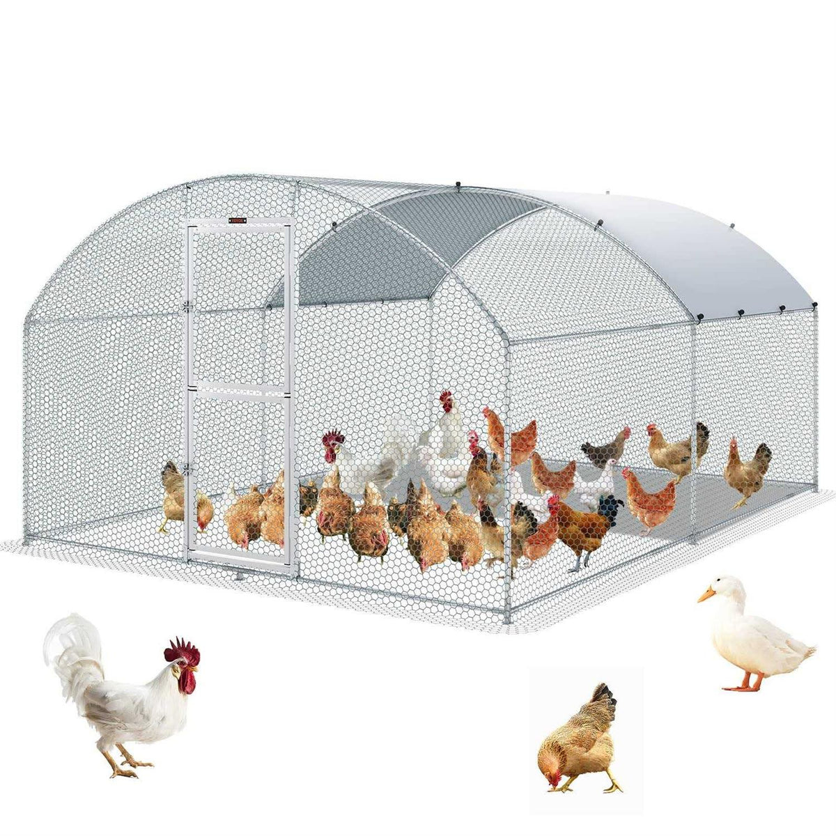 Large Metal Chicken Coop with Run Waterproof Cover I397633