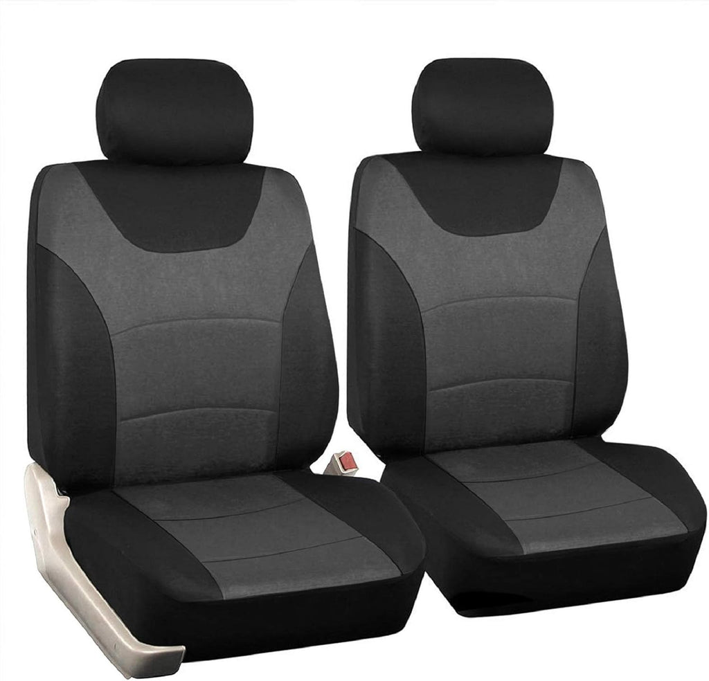 Black Tan 2 Pcs Cloth Bucket Seat Covers W291736