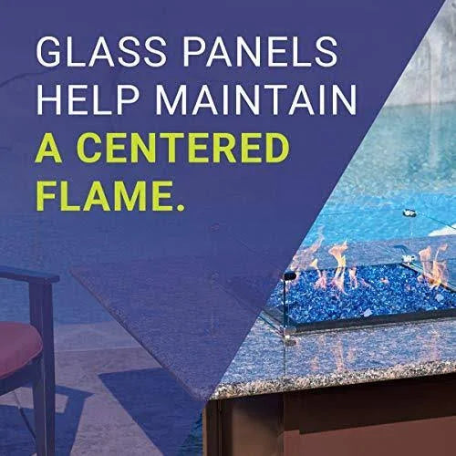 Rectangular Fire Pit Glass Wind Guard, 41x17 inch R786654