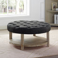 Dark Grey Round Button Tufted Ottoman Z267996