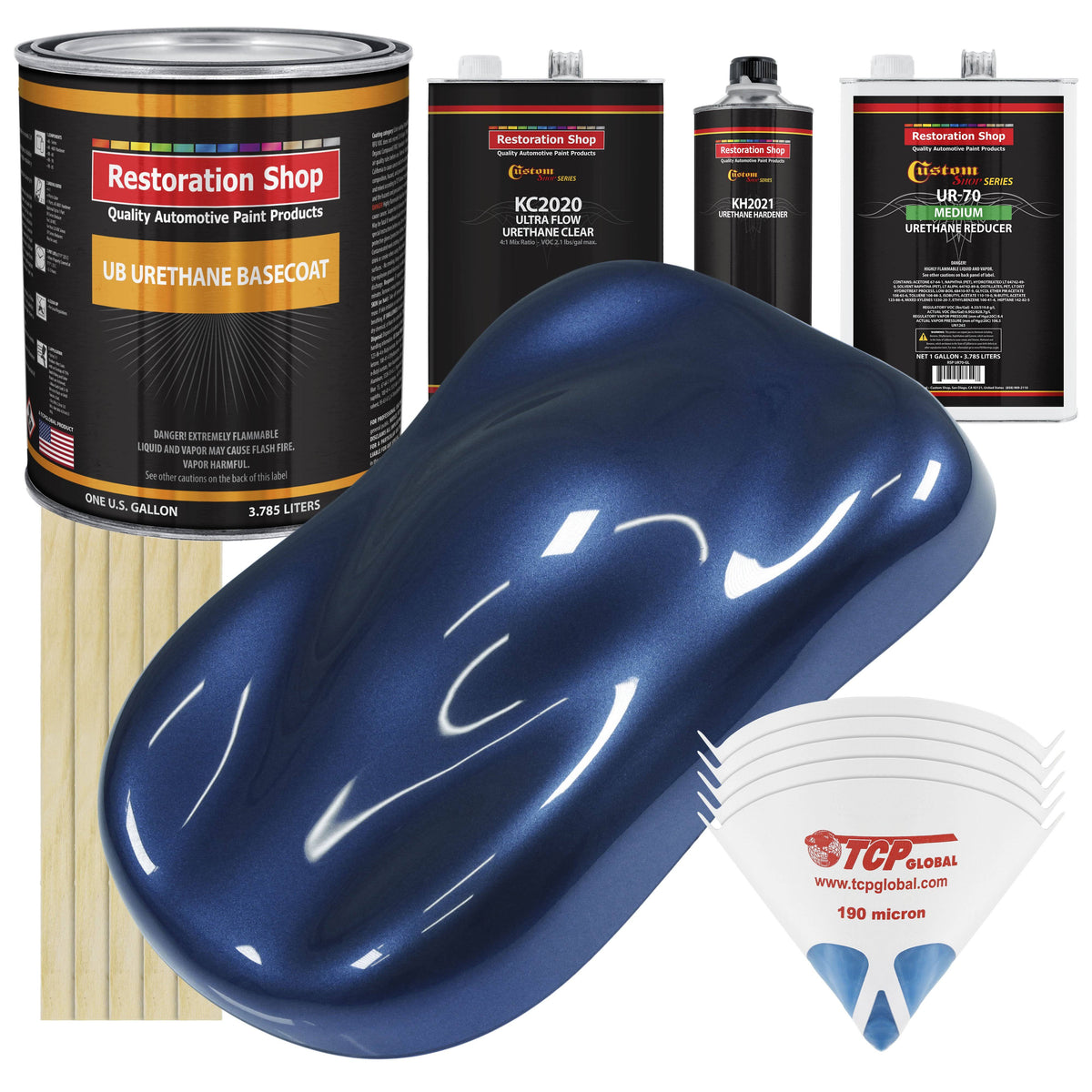 Sapphire Blue Metallic Urethane Basecoat Clearcoat Car Auto Paint Complete Medium Gallon Kit B357
