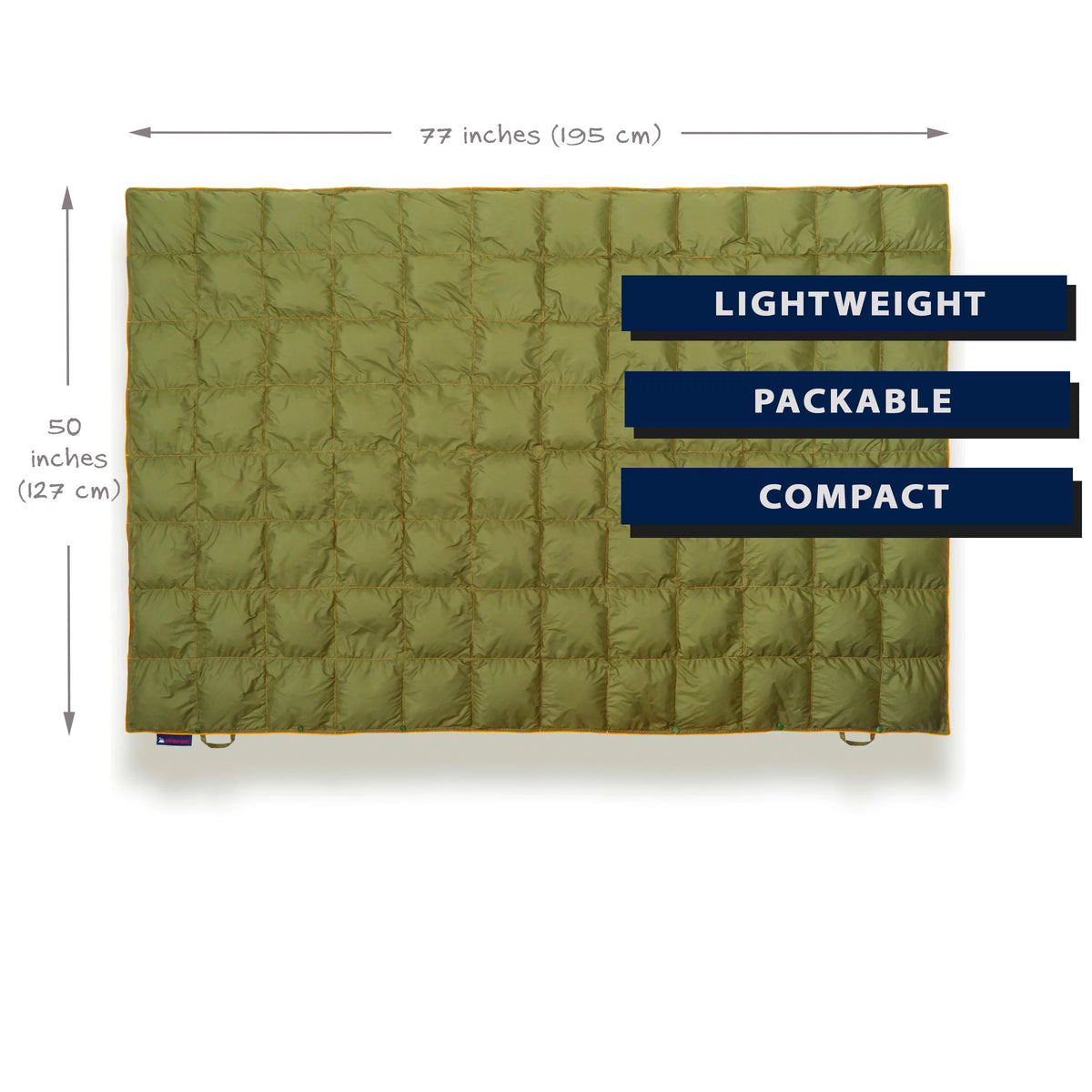 Down Camping Blanket - Packable Lightweight Warm 650 Fill Power Water-Resistant (Olive) A17231