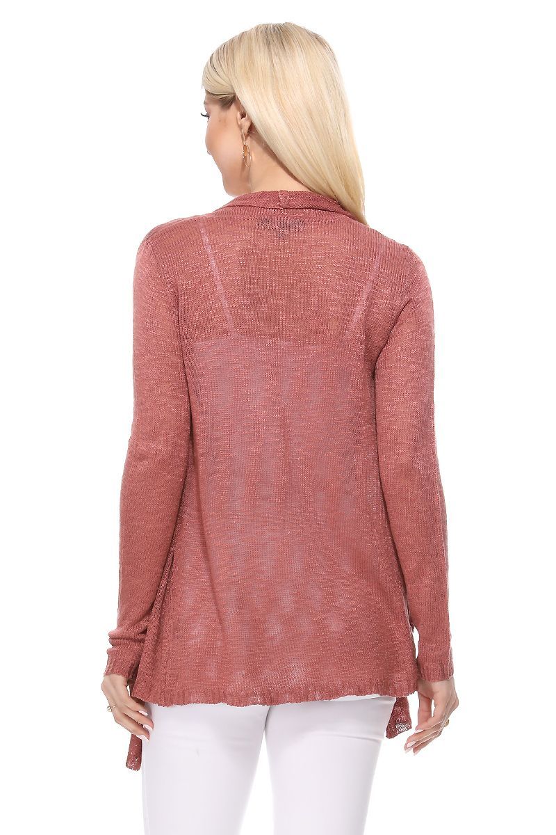 Women's Long Sleeve Sheer Open Front Cardigan Sweater Q176