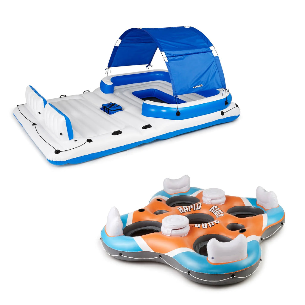 Inflatable Island Raft & 4 Person Lounger O478963