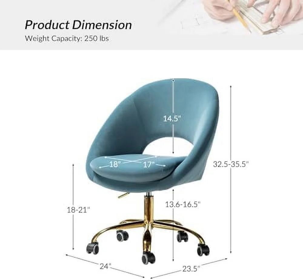 Yellow Velvet Office Chair Z118505
