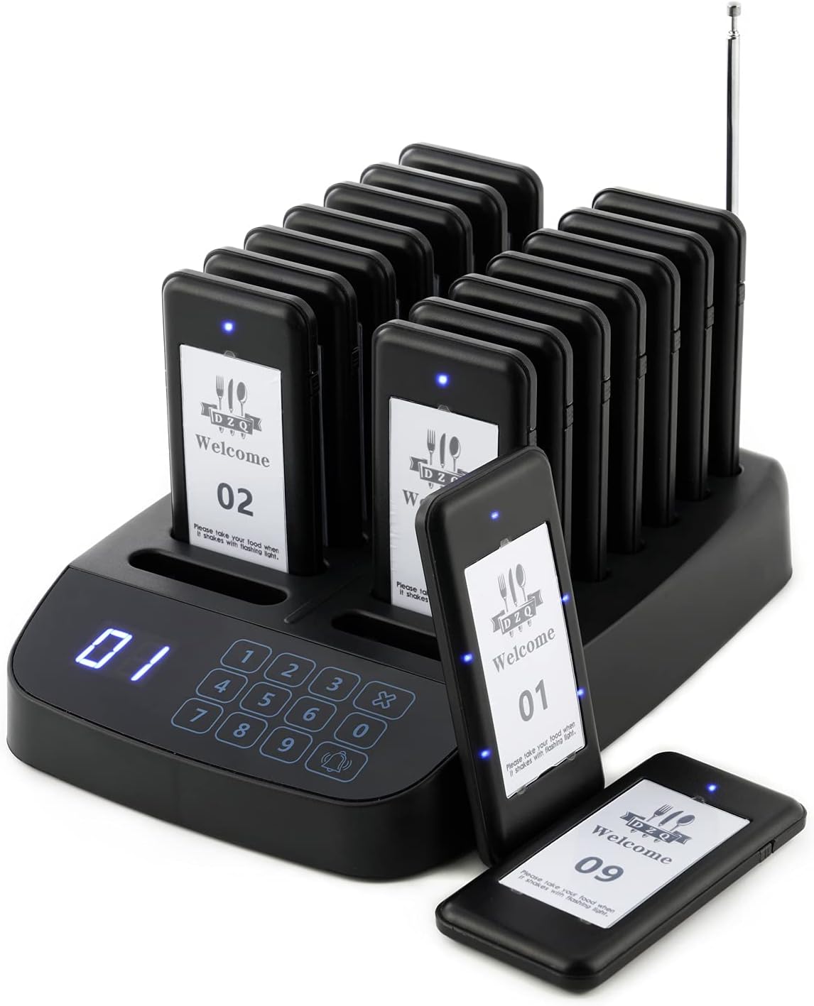 Wireless Calling System with 16 Pagers Z68188
