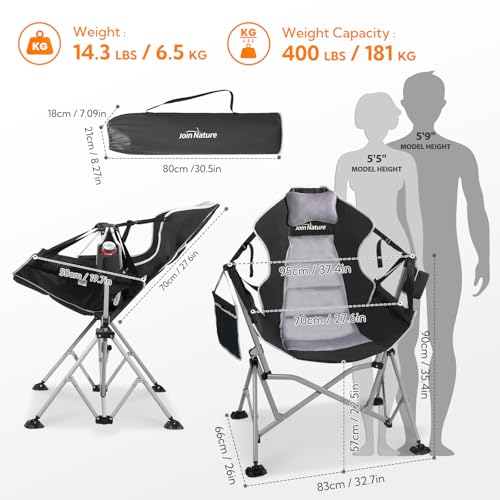 Oversized Hammock Camping Chair with Adjustable Backrest Blue V110024