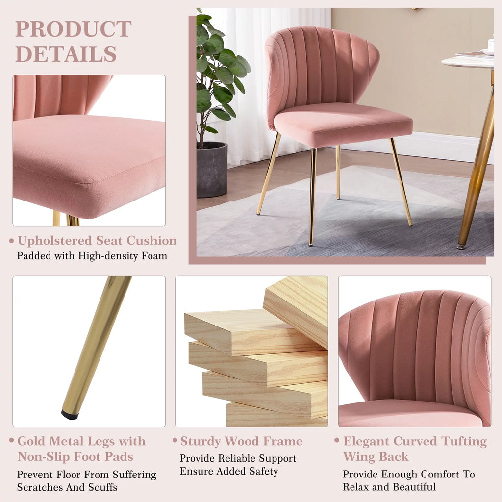 Pink Velvet Upholstered Accent Side Chair O829