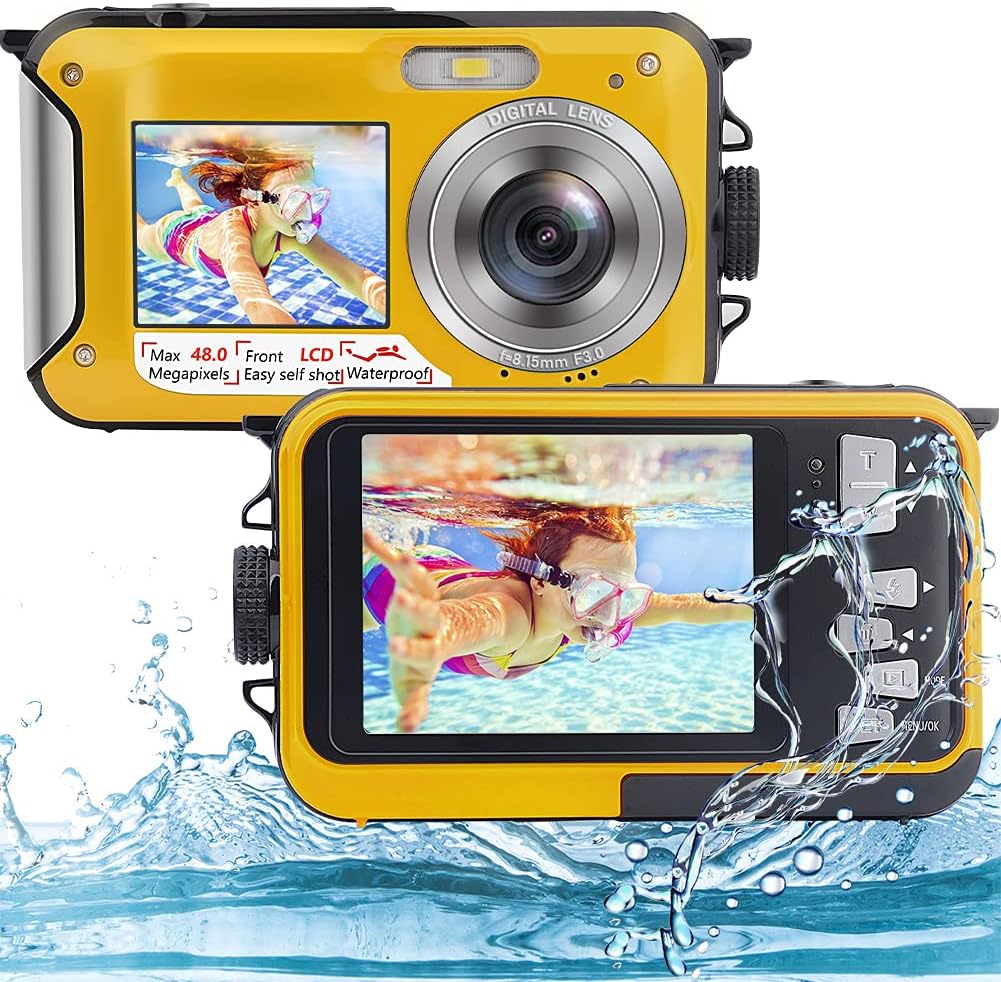 Underwater Camera Full HD 2.7K 48MP Waterproof Camera Dual Screen Digital with 16X Digital Zoom P8060