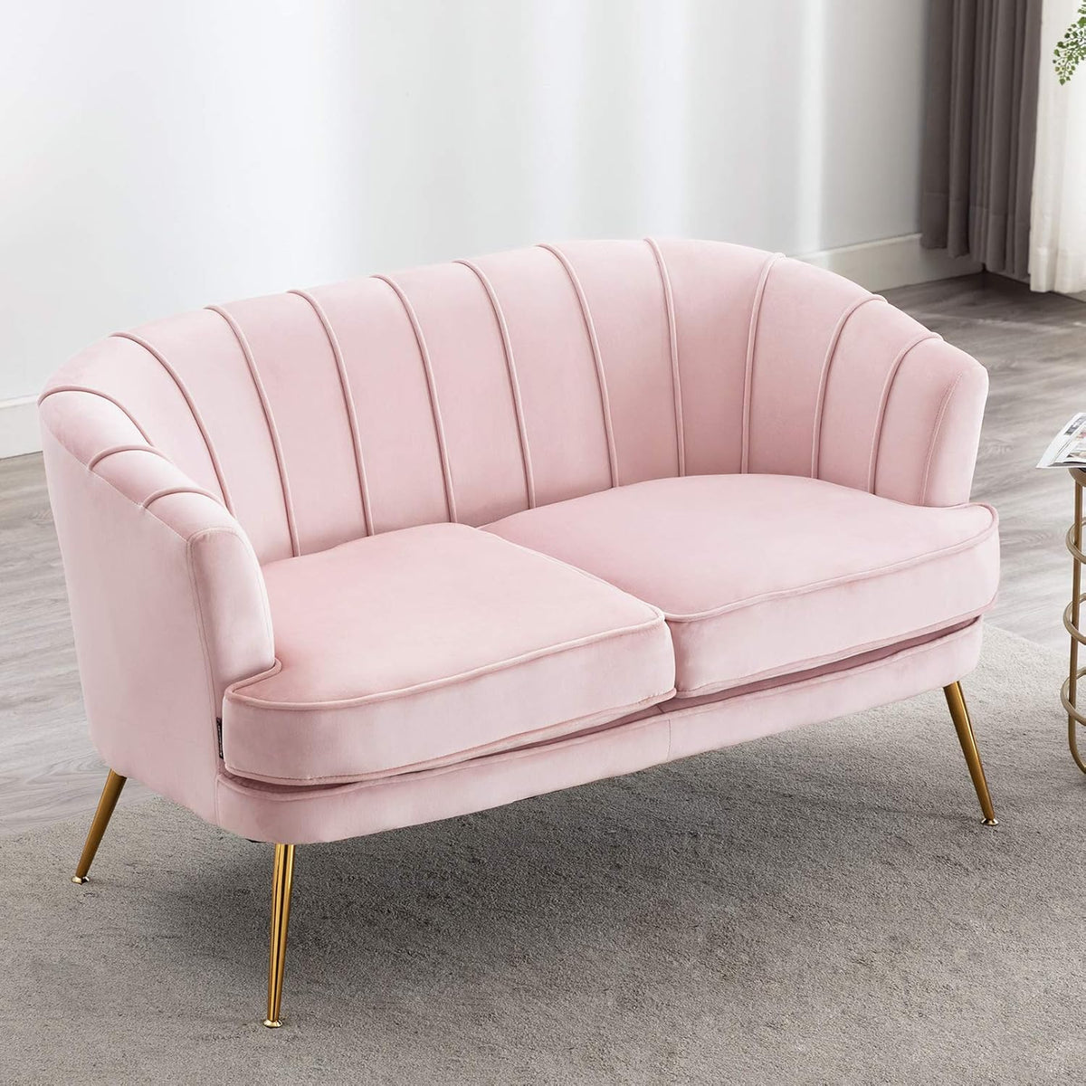 Caramel Velvet 2-Seat Sofa with Metal Legs M911