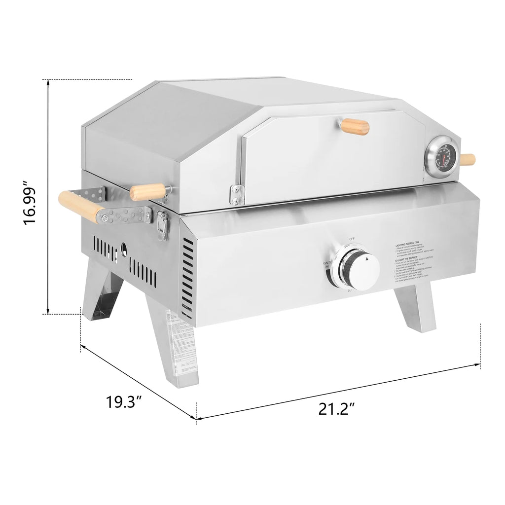 2-in-1 Portable Stainless Steel Pizza Oven and Propane Grill I5880