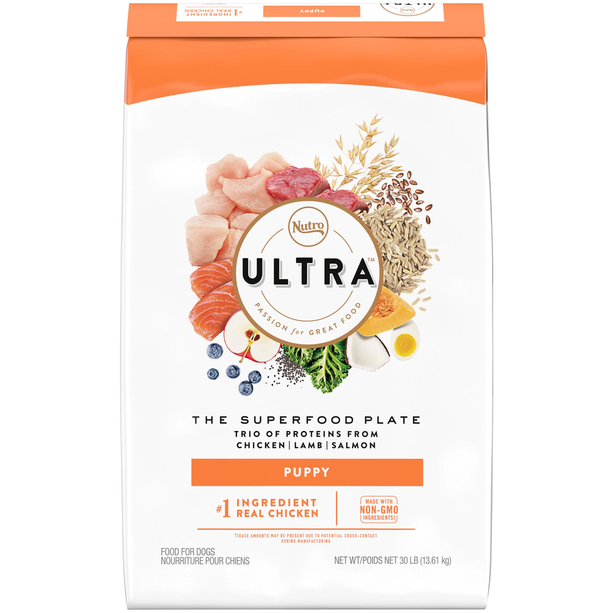 30 Lb. Bag High Protein Dry Puppy Food with Chicken Lamb Salmon X187901