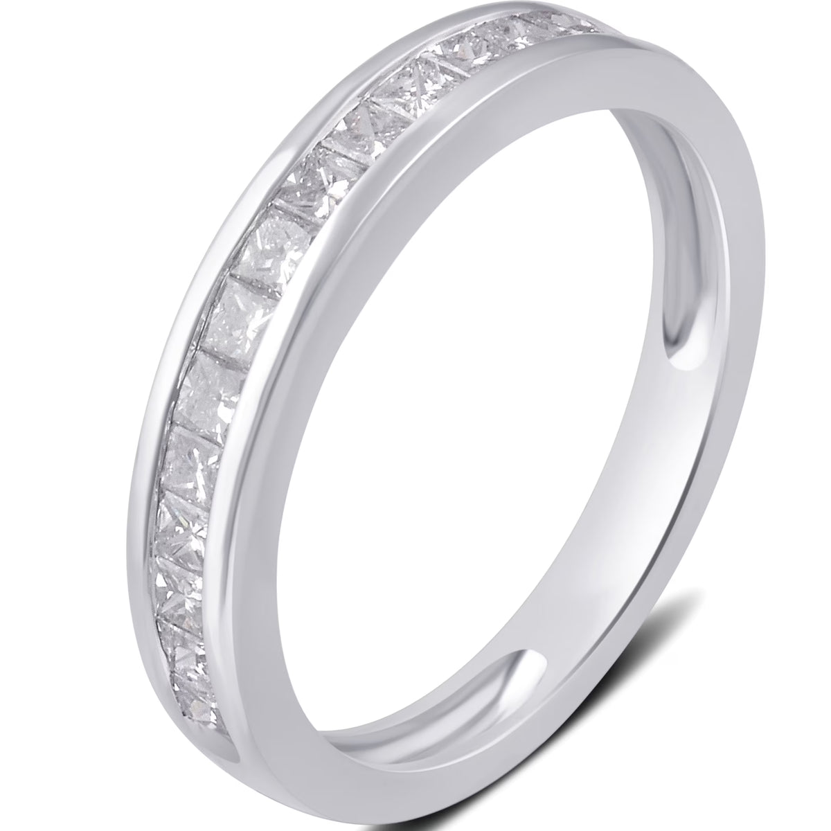 10K White Gold Princess Diamond Wedding Band G568