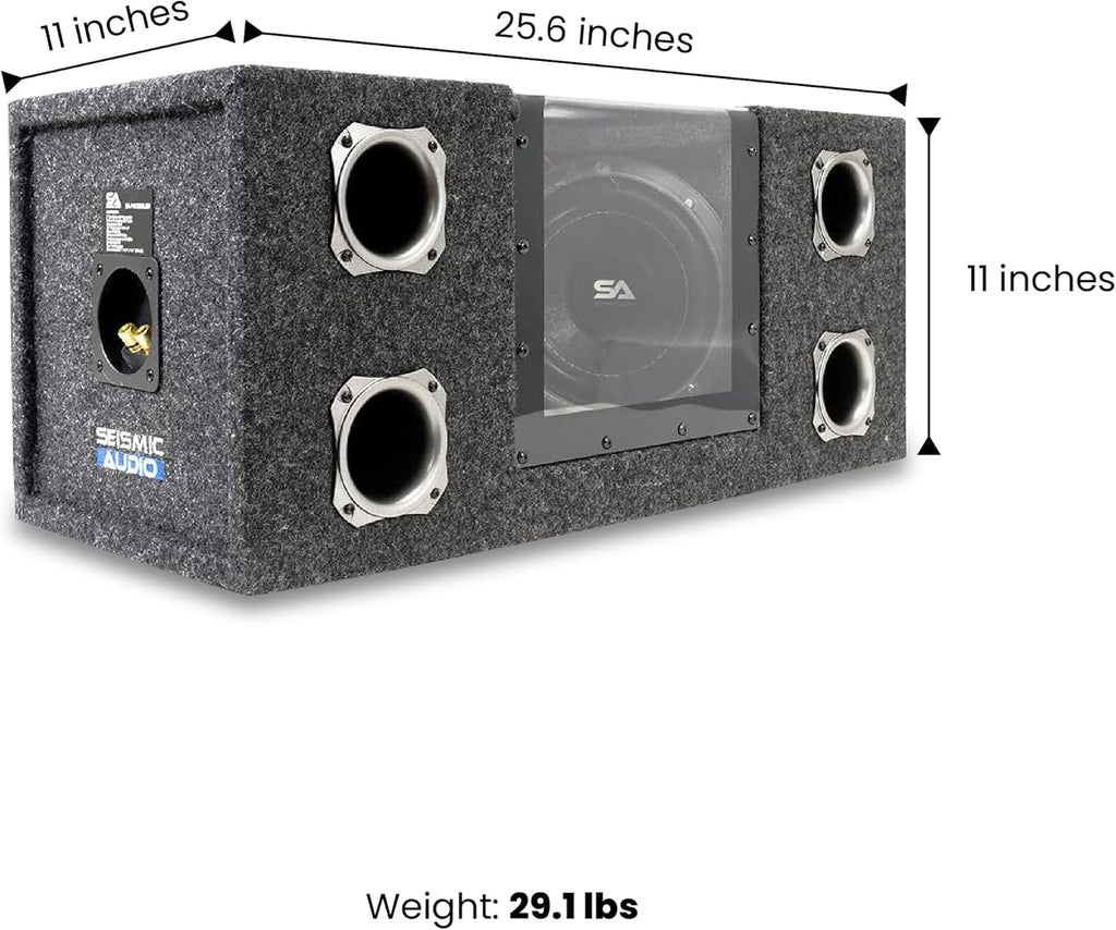 Dual 8 Inch 800 Watt Car Audio Subwoofer Box with LED Lights & Plexiglass Window B615057