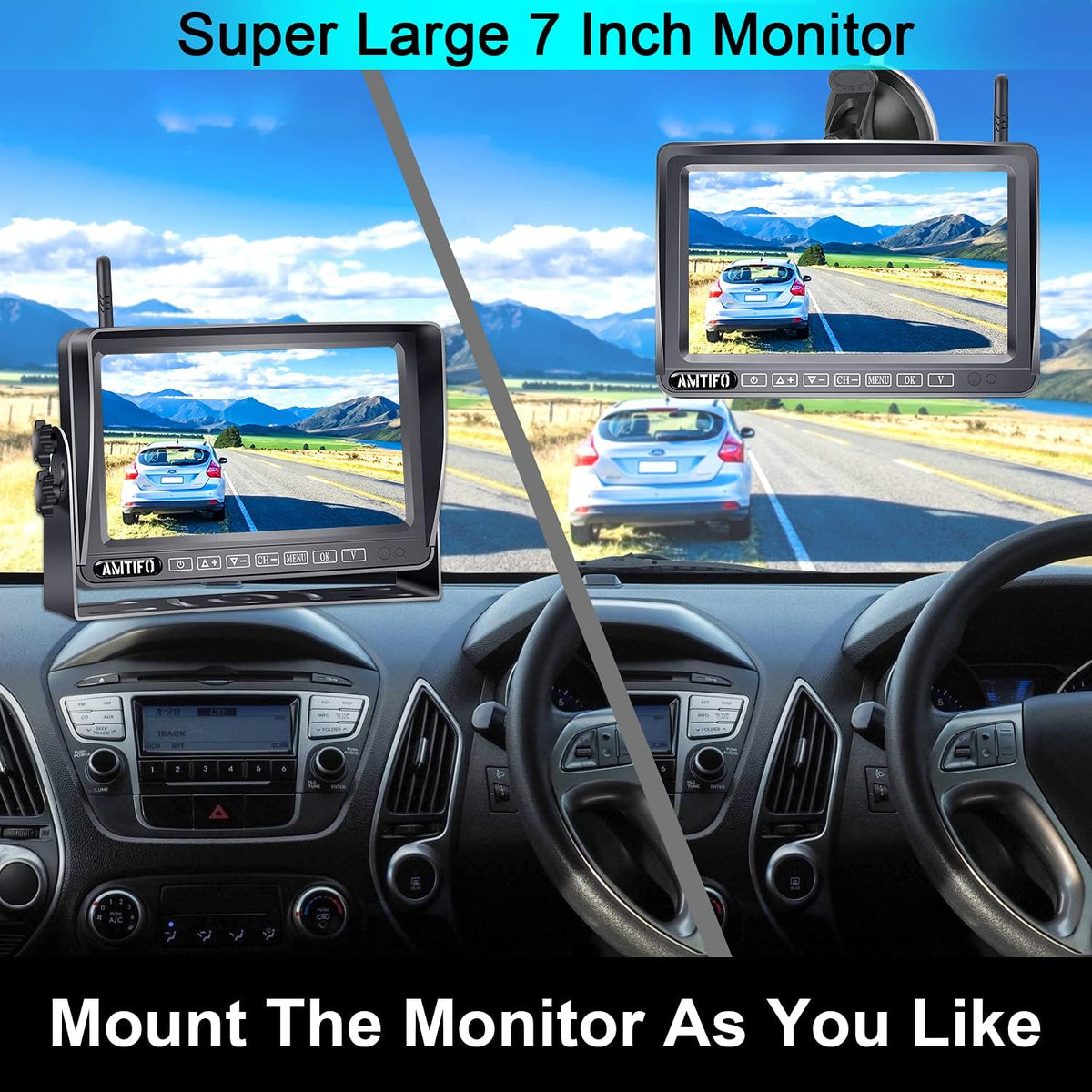 Wireless 7 Inch HD 1080P Backup Camera System with DVR Monitor F40344