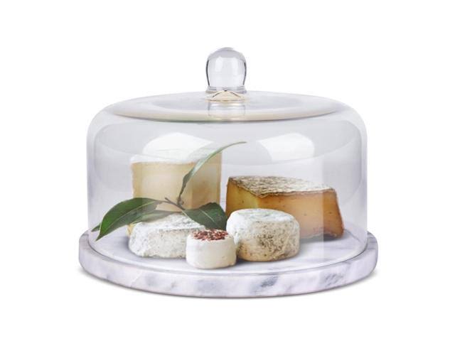 Marble Cake Stand Base with Glass Cover Dome S408739