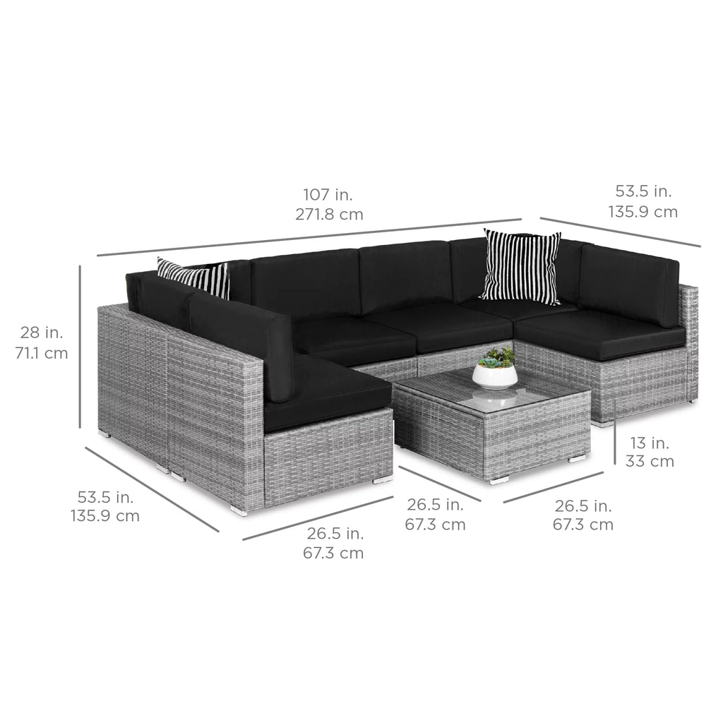 7 Piece Modular Outdoor Wicker Sectional Sofa M613