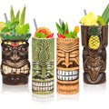Set of 4 Ceramic Tiki Mugs T18037
