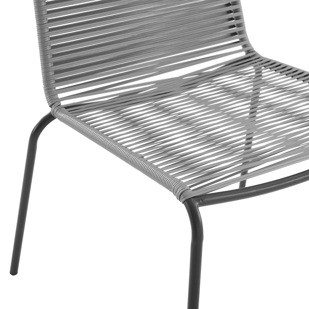 Gray Wicker Rattan Stackable Chair Set of 2 B521