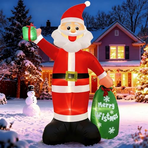 12FT Giant Christmas Inflatable Santa Claus with LED Lights and Gift Bag T6775