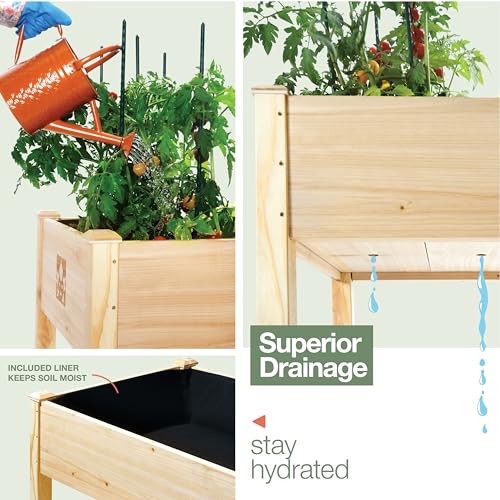 Natural Cedar Wood Elevated Raised Garden Bed 48x24x30 C35336