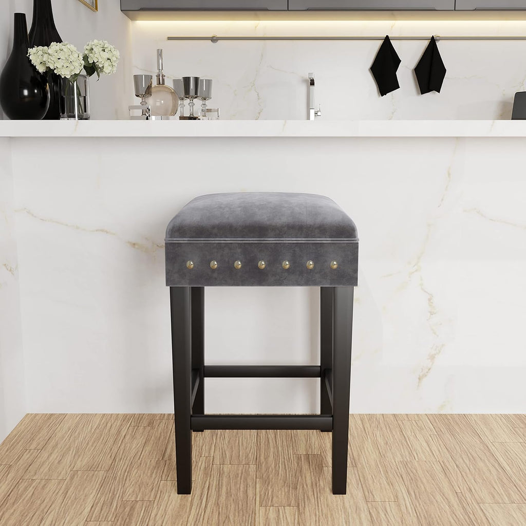 Blue Wood Backless Counter Height Stool B819416
