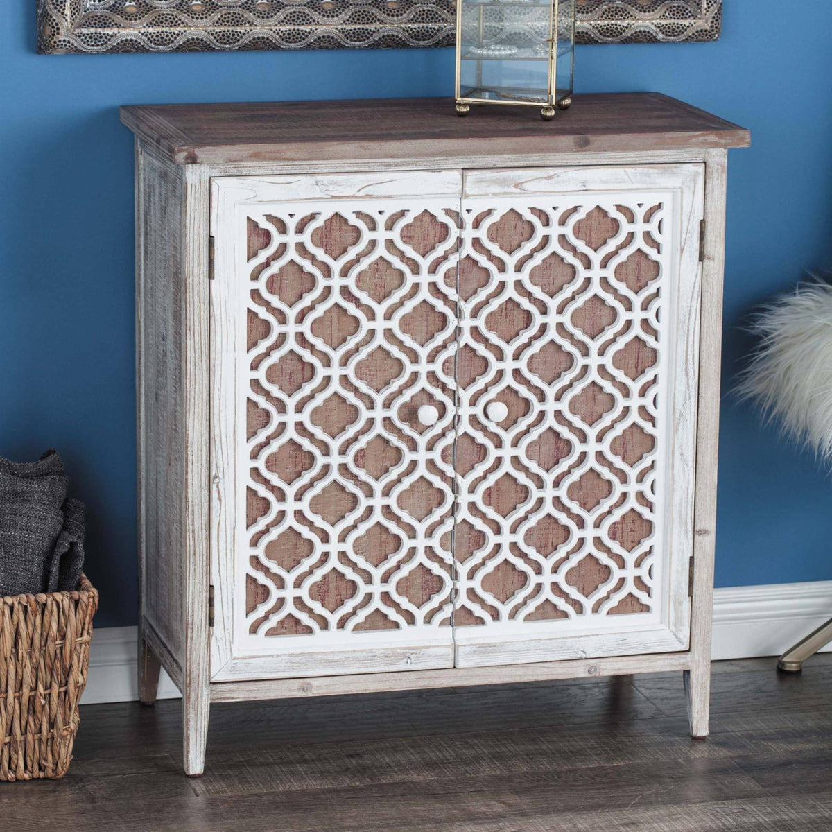 Brown Rustic Lattice Cabinet C642634