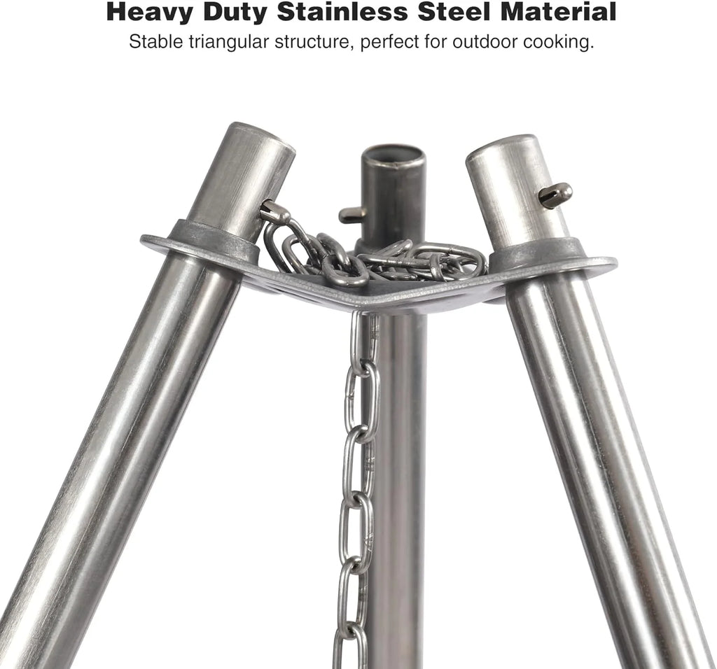 Stainless Steel Campfire Tripod Grill with Grate and Carrying Bag I104