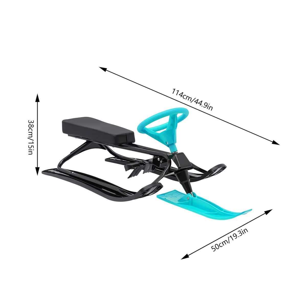 Green Kids Snow Racer Sled Twin Brakes Ski Slider Board 44.88*19.69*15in T775716