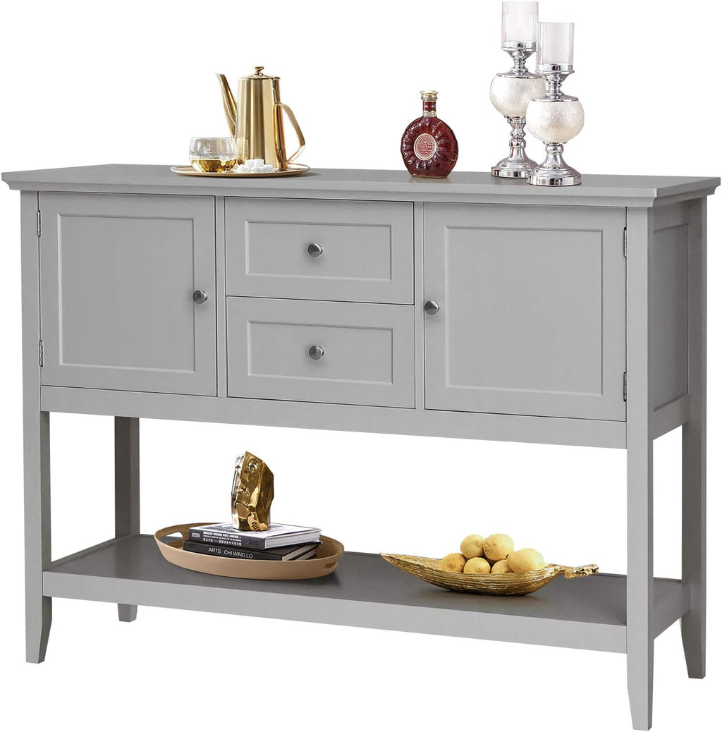 Grey Wood Buffet Sideboard with 2 Drawers Q53780